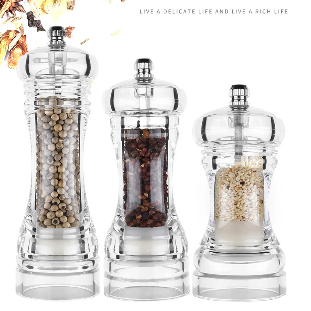 New Acrylic Transparent Salt Pepper Mill Grinder Manual Spices Kitchen Tools | Дом и сад