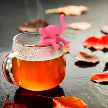 

Cute Pink Elephant Tea Strainer Tea Bags Silicone loose-leaf Tea Infuser Filter Diffuser Fun Cartoon Tea Accessories