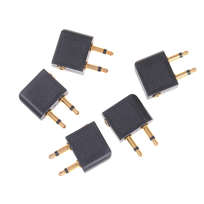 5Pcs 3.5mm pro airline airplane golden plated headphone jack plug adapter