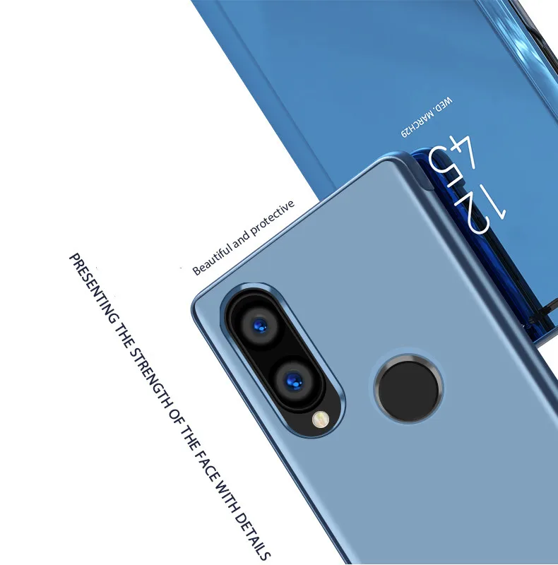 Зеркальный флип чехол для Huawei P20 P30 Lite Mate 20 Lite Pro, Y7 Y9 Роскошный смарт-чехол