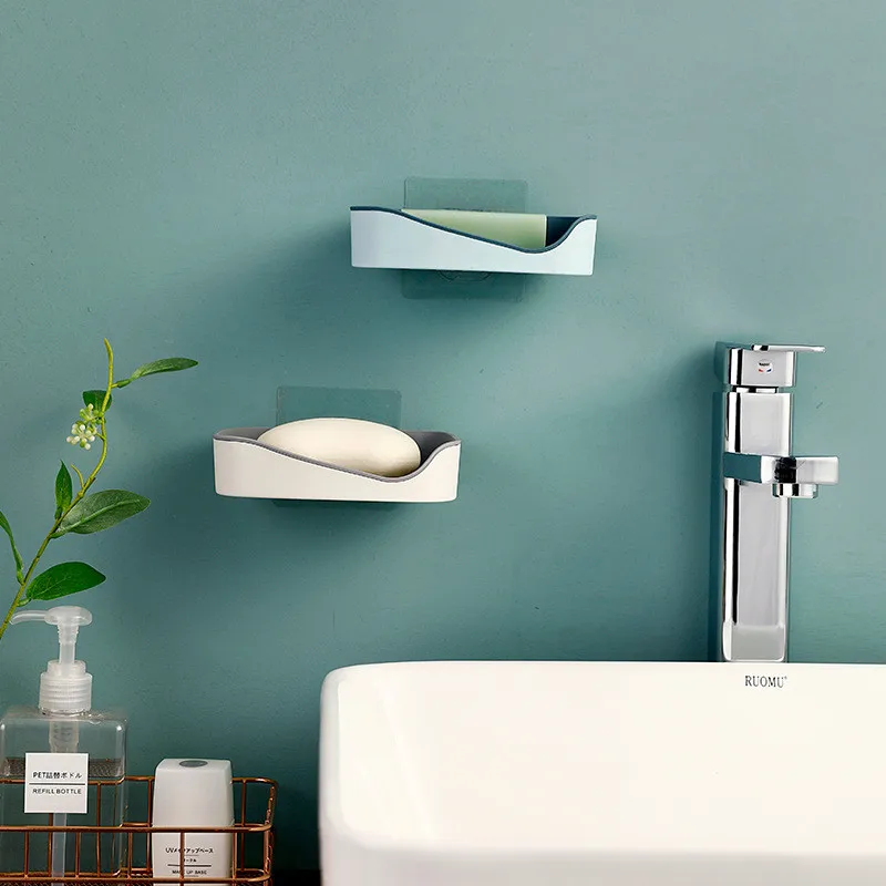 5 цветов двухслойные многоразовые аксессуары для ванной комнаты дренажный держатель губки крепкая Настенная Ванная комната стойка для хранения мыла контейнер