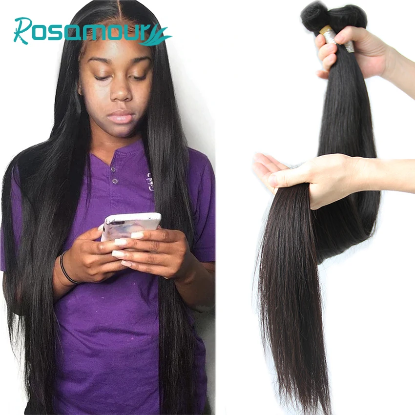 Пряди бразильских волос ROSAMOUR пряди для плетения Реми волосы естественного цвета