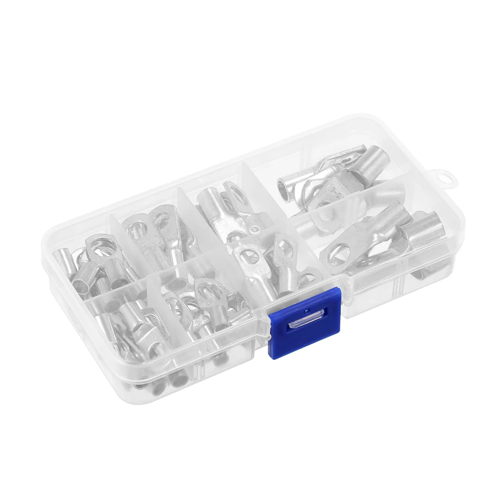 

New 60pcs terminator Tinned Copper Cable Lugs Battery connector terminal Set electrical Welding Cable Wire Connector crimp ferru