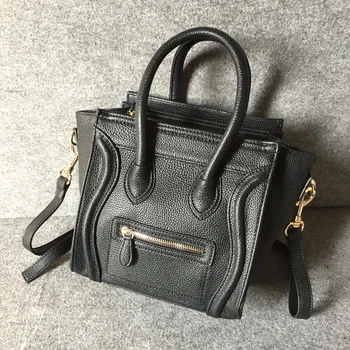 

new 2020 Style litchi grain pure color Classic Fashion Smiley Bag Shoulder split leather Exquisite Women crossbody mini handbag