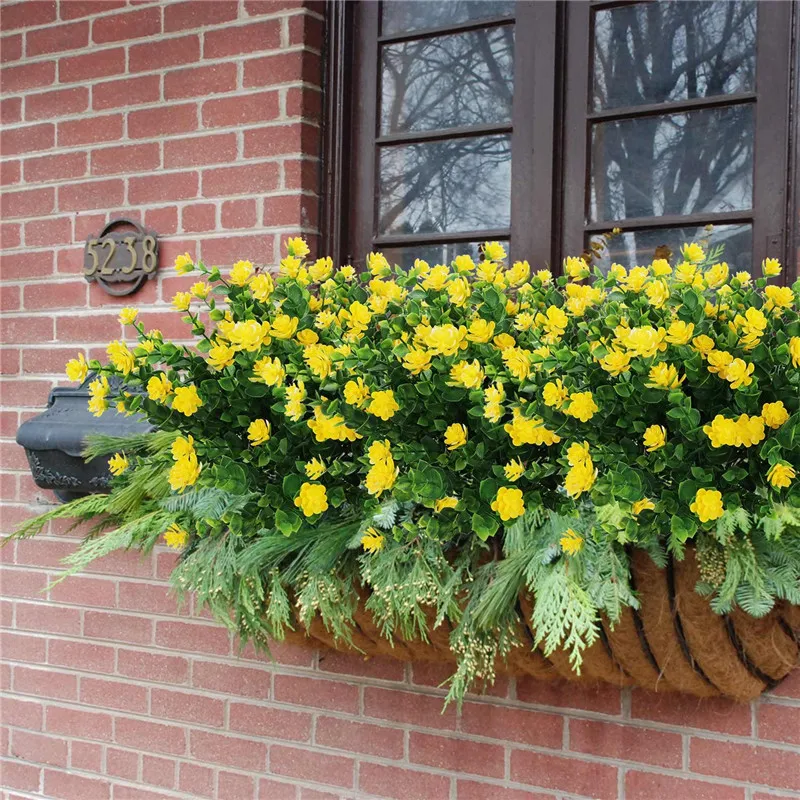 Artificial Flowers Outdoor Fake Flowers For Decoration Uv Resistant No Fade Faux Plastic Plants Garden Porch Window Box Decor Artificial Plants Aliexpress