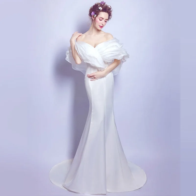 

Simple Style Custom Made Short Sleeve Lace Scoop Neck with Full Appliques Back Lace up Mermaid Wedding Dress