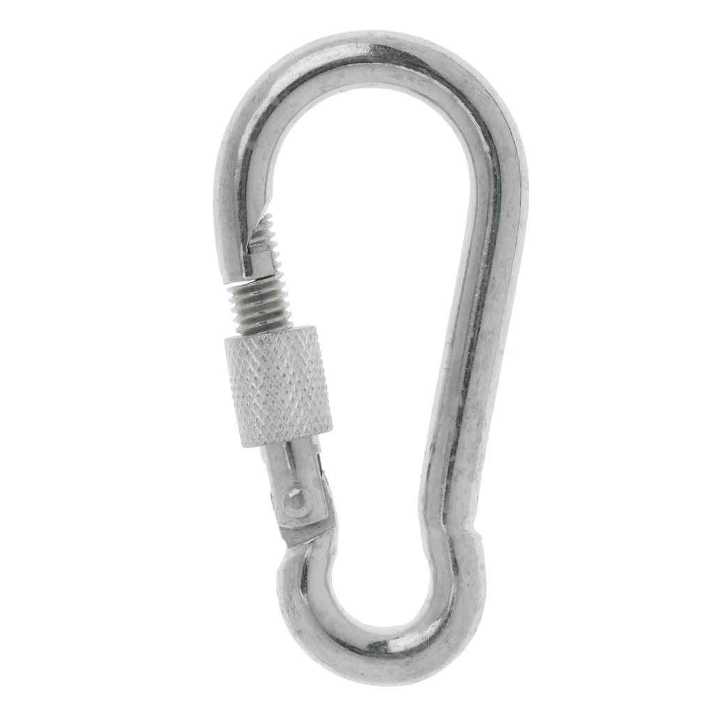 D-Shaped Large Carabiners, Locking Rock Climbing Carabiner Clips, Heavy Duty Caribeaners for Rappelling Swing Rescue Gym