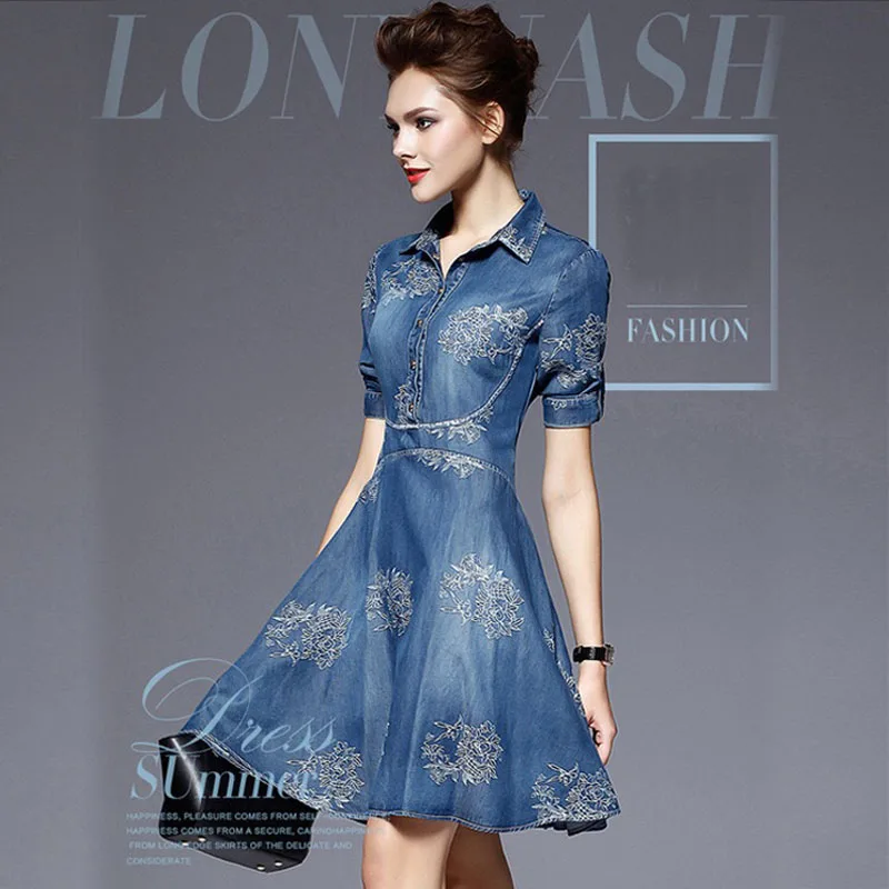 Najtaniej Wysokiej jakości jesień denim sukienka odzież plus rozmiar kobiety dżinsy sukienka elegancka wiosna slim cowboy sukienki na co dzień mody vestidos