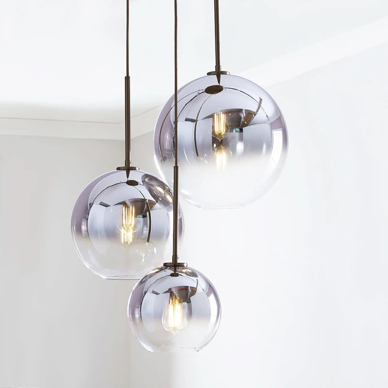 Nordic LED подвесной светильник ingtSilver Gold Glass шар Кухонные светильники столовая