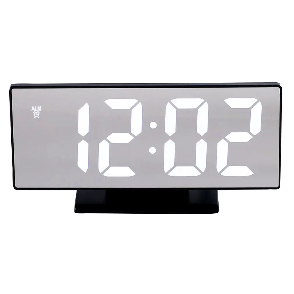 Snooze Desk Digital Alarm Clock LED Mirror Clock Multifunction Snooze Display Time Night Led Table Desktop - Цвет: Розовый