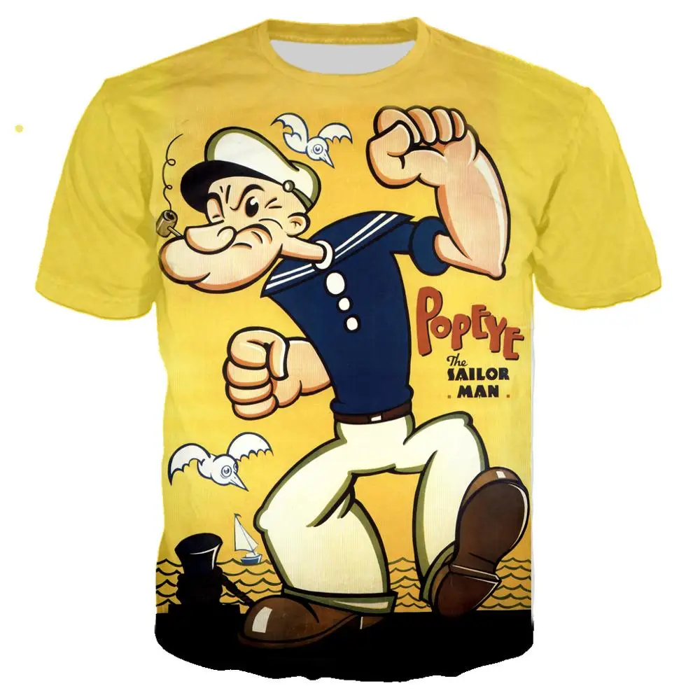 2020 новая забавная футболка Popeye с 3D принтом Мужская/женская летняя уличная