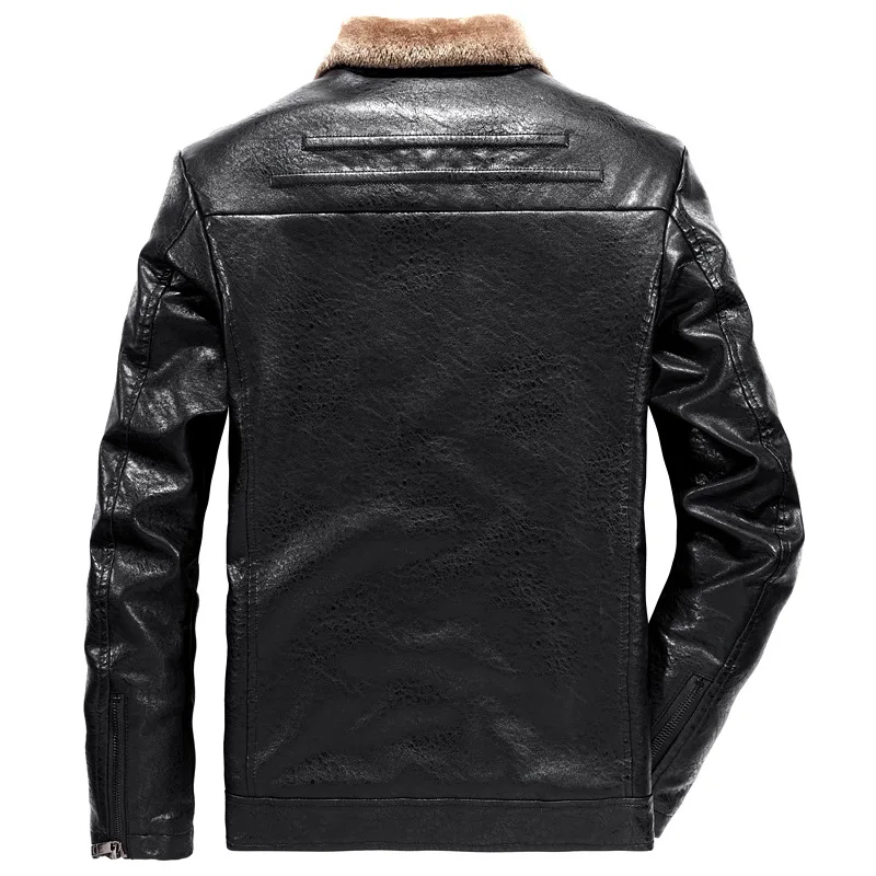80% OFF 2019 Men's Leather Jackets Winter Warm Fleece Coats Thick Outerwear Zipper Motorcycle Male PU Outerwear Business Winter Jacket