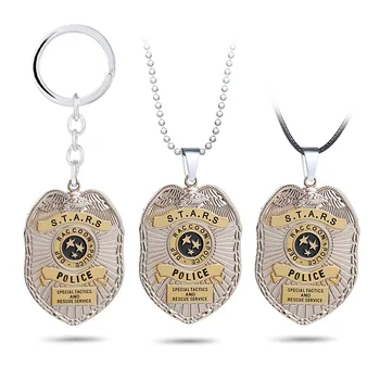 

Biohazard Raccoon City Police Badge Keychains Biological Hazard Pendant Necklace Umbrella Charm Keychains Necklaces Gifts Jewelr