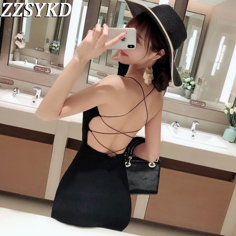 Black Dress Women New Bandage Backless Sexy Spaghetti Strap Club Fashion Evening Party Summer Dresses Ladies Vestidos | Женская одежда