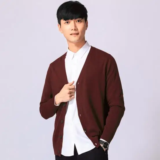 2019 New Men Cardigan Sweaters Casual Sweatercoat Knitwear Male V-Neck Collar Slim Fit Brand Sweater High Quality