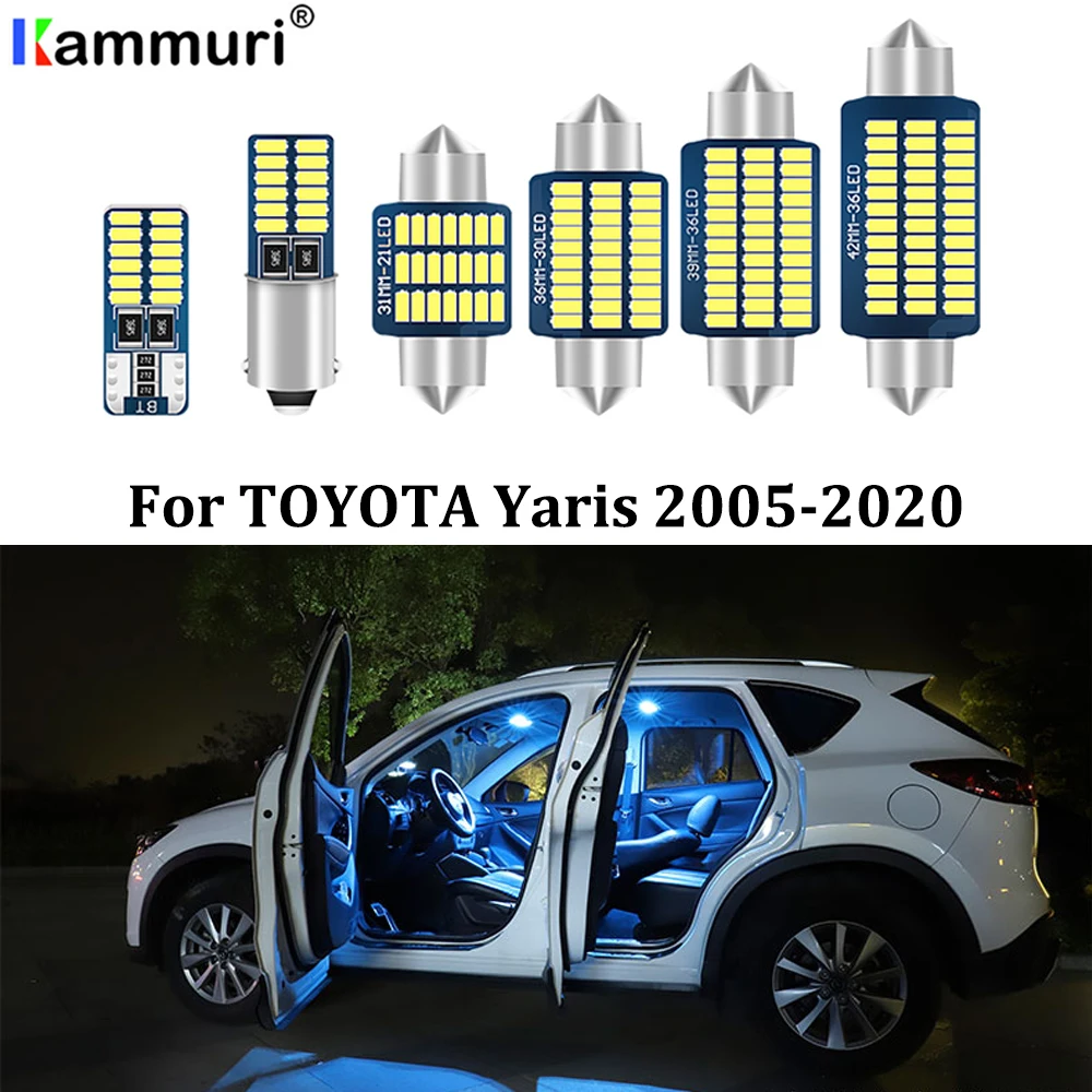 KAMMURI 11 шт. без ошибок Белый светодиодный автомобильный интерьерный светильник посылка комплект для 2005- Toyota Yaris светодиодный внутренний фонарь