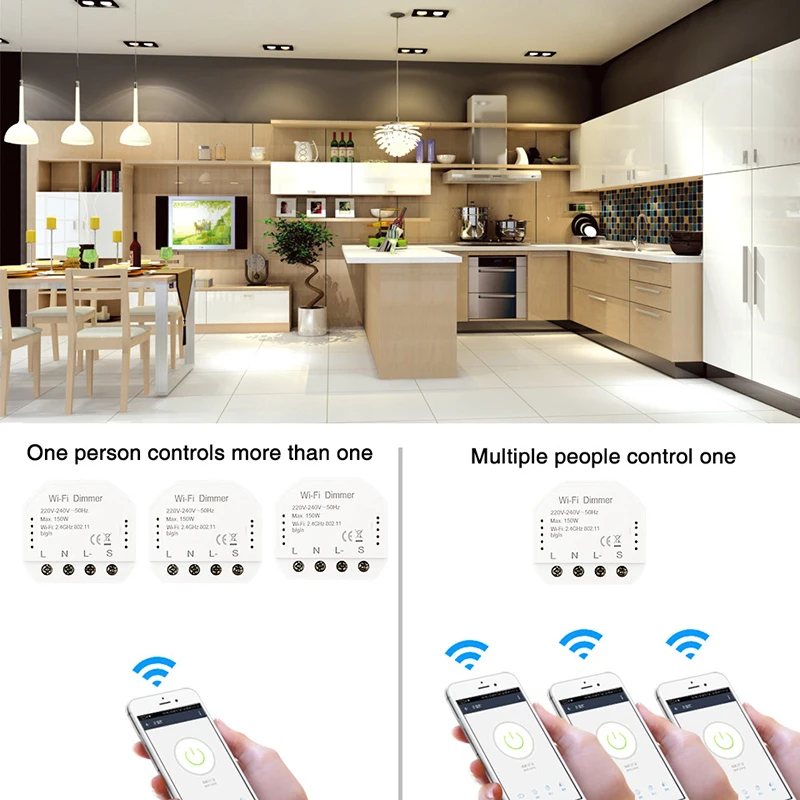 Home DIY Smart WiFi Light LED Dimmer Switch Automation Module Smart Life/Tuya APP Remote Control Works with Alexa Echo Google