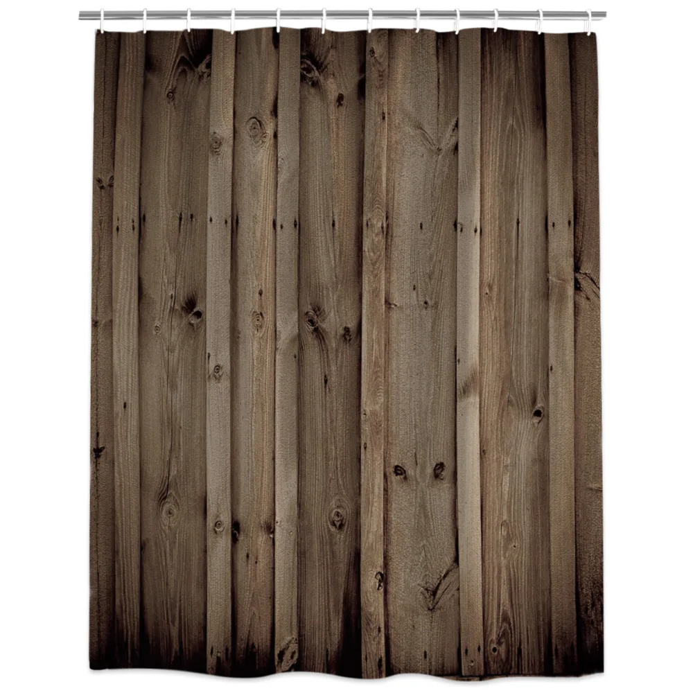 Коричневый старый деревянный пол, занавеска для душа, устойчивая к плесени полиэфирная ткань, занавеска для ванной комнаты s