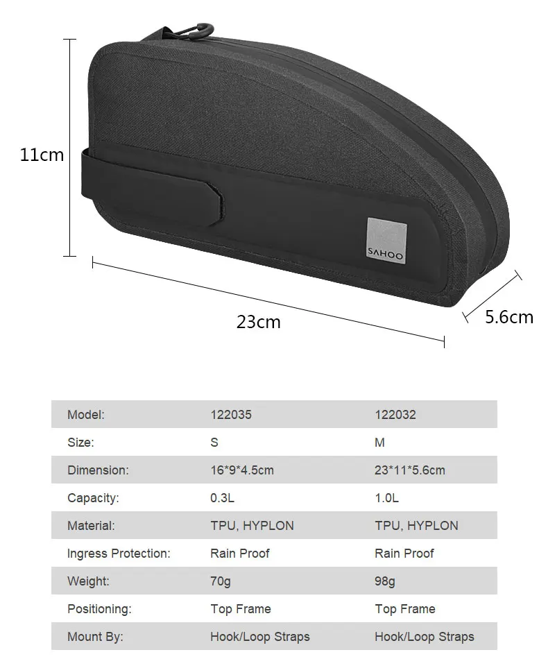PACK VÉLO BALADES cyclisme VTT sac tube supérieur taille compacte
