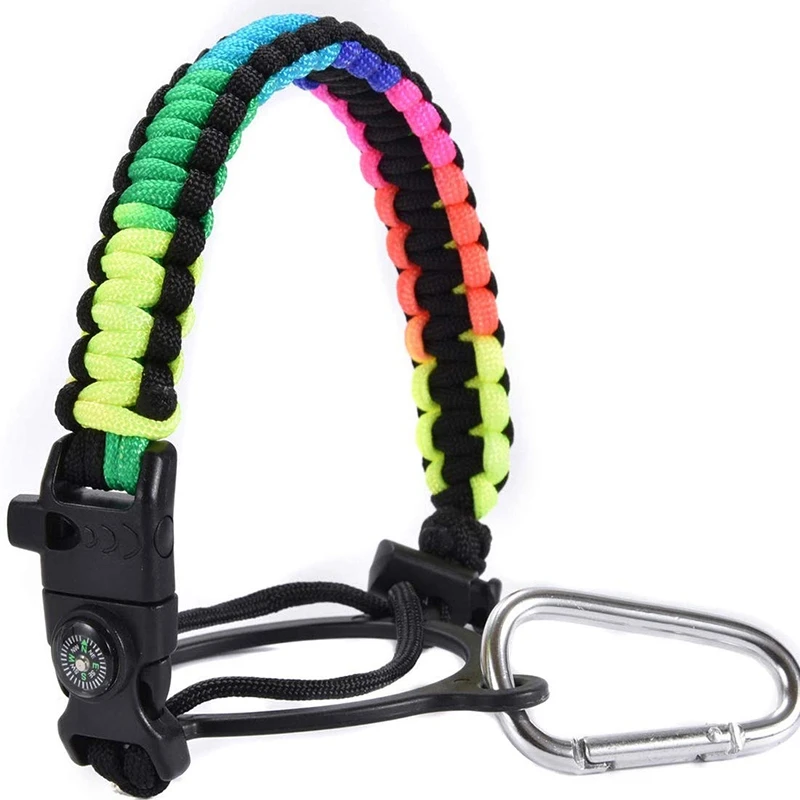 4 Piece Parachute Rope Handle with Rope Survival Rope with Safety Ring and Buckle Compatible with Kettle and Other Wide Mouth Wa