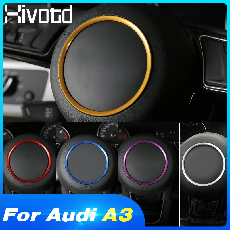 Hivotd для Audi A3, автомобильный Стайлинг, рулевое колесо, декоративные наклейки-кольца, алюминиевый сплав, автомобильные аксессуары для интерьера,автотовары аксессуары для авто