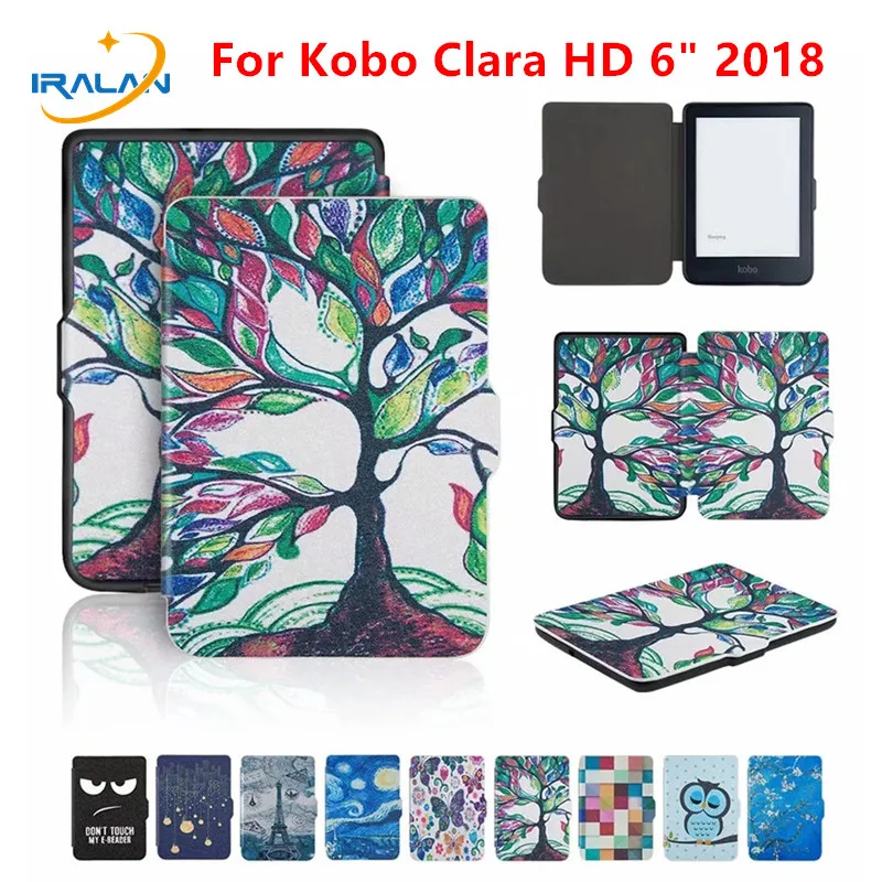 Ультра тонкий PU кожаный окрашенный Магнитный смарт чехол для kobo Clara N249 Clear HD 6 0 2018