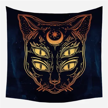 

Psychedelic Totem Tapestry Tarot Cat Wall Hanging Fabric Decoration Mysterious Divination Living Room Tapestry