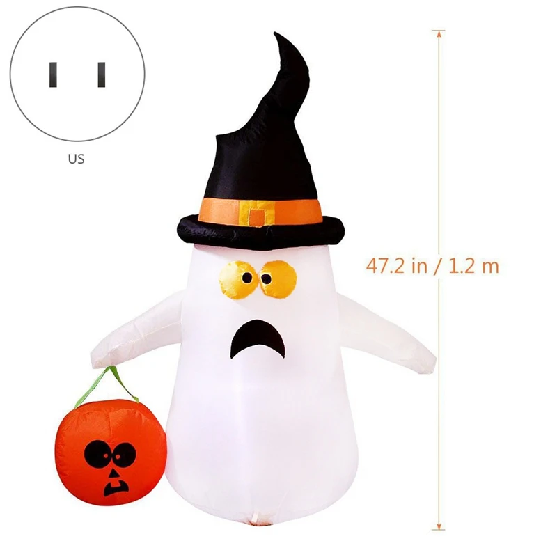 Halloween Ghost and Pumpkin Inflatable Decoration with LED Lights and Fan for Outdoor Indoor Home Garden Yard
