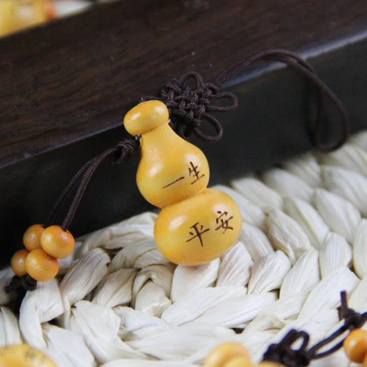 Персиковый деревянный брелок Подвеска сумка «Lucky gourd» орнамент приносит ключ безопасности орнамент кулон маленькие аксессуары из горлянки