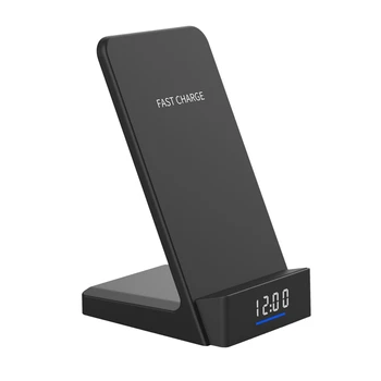 

Wireless Charging Stand Holder Wireless Charger LED Clock Non-Slip Identify Metal for iPhone Galaxy Charging