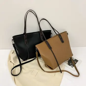 

New Luxury Designer Solid Color Hand Bags For Women 2020 Autumn And Winter PU Leather Shoulder Bag Large Capacity Ladies Tote