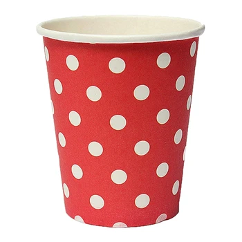 

50pcs Polka Dot Paper Paper Cups Case Disposable Tableware Wedding Birthday Decorations Red