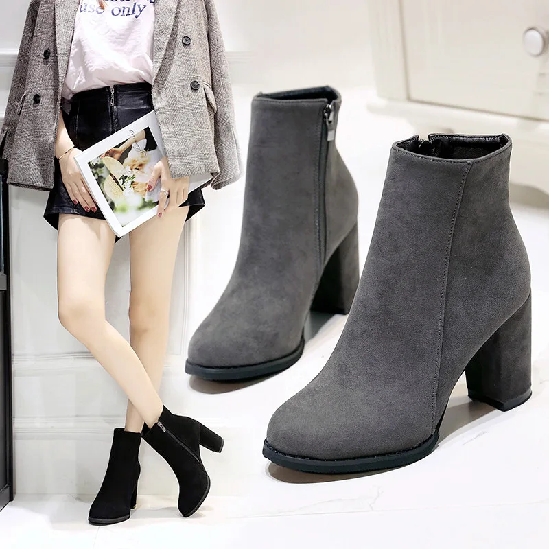 Модные Классические женские ботильоны на высоком каблуке; Botines femeninos de moda; модные удобные повседневные Элегантные женские туфли-лодочки; H12-53
