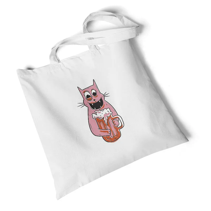 Qlychee экологические сумки для покупок Женская парусиновая сумка с принтом кота креативная белая большая пляжная сумка через плечо оригинальные студенческие сумочки