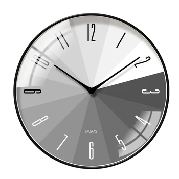 

Classic Grey Wall Clock Elegant Glass Black Round Living Room Wall Clock Silent Quartz Bedroom Relogio Parede Home Decor EA60WC