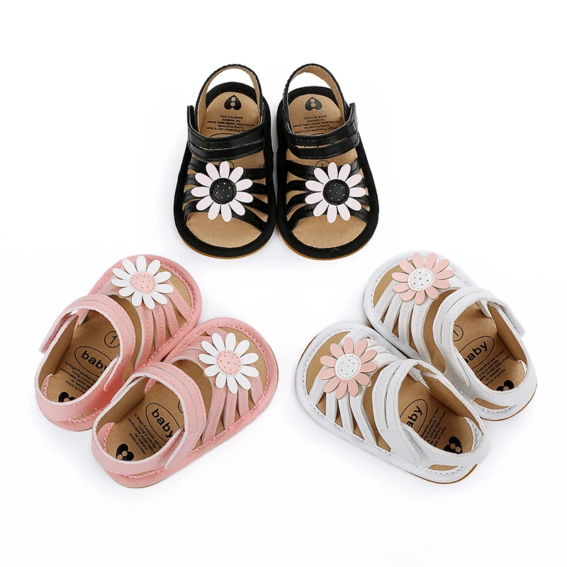 Verano de las muchachas del bebé antideslizante lindo flor Prewalker zapatos de fondo blando niñas bebé niño pequeño Sandalias Zapatos de princesa zapatos 0-18M