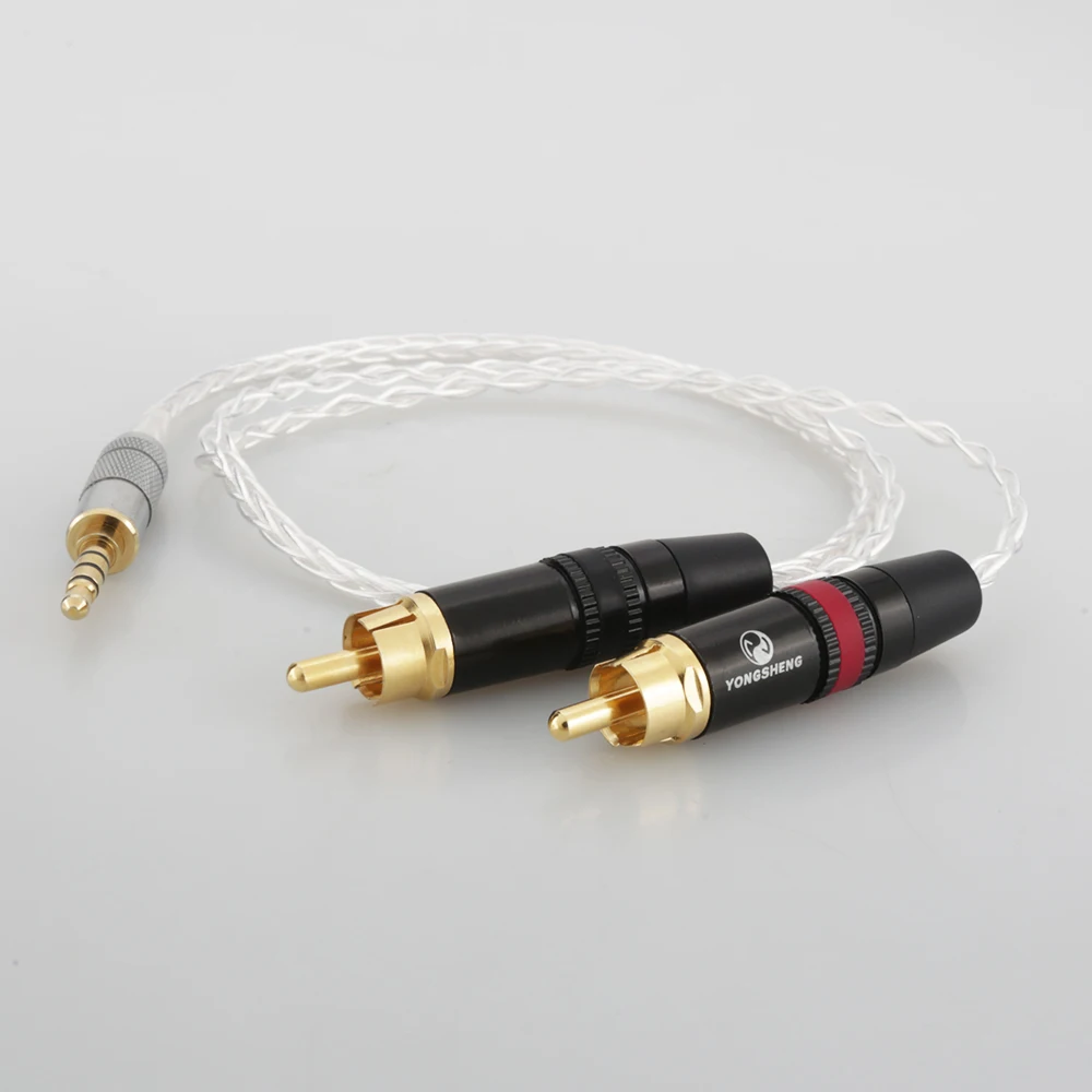 High Quality Audiocrast Hi end 3 5mm Balanced Male to RCA Plug Aux Cable 19x 0 1mm Silver Wire Headphone Amp