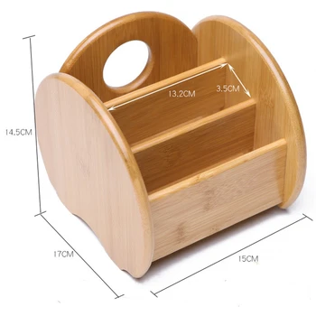 

3 Grid Bamboo Remote Control Storage Box Stationery Headphone Cable Cell Phone Office Desktop Storage Box Multifunctional Storag