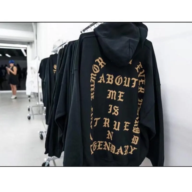 Kanye Big Talker Autumn And Winter "the Life of Pablo21 City New York Qualified Black And Golden plus Velvet Men And Women Hoodi