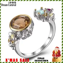 DreamCarnival 1989 женское винтажное обручальное кольцо светильник с коричневым цирконием ювелирные изделия с открытыми концами модные ювелирные изделия WA11643