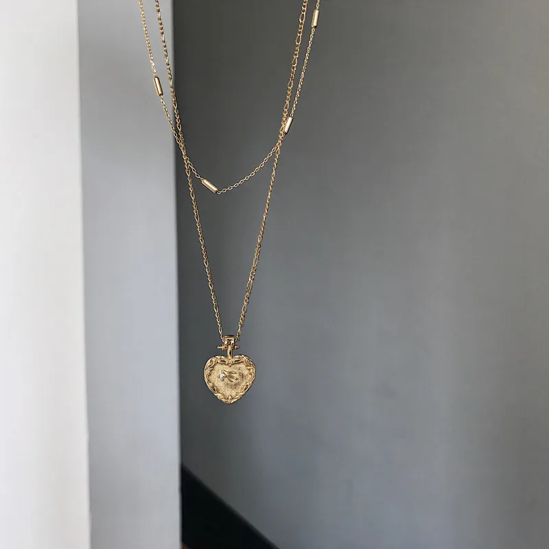 Louleur 925 пробы, Серебряное Двухслойное ожерелье в виде сердца, золотой венок, милое циркониевое ожерелье с подвеской для женщин, ювелирное изделие