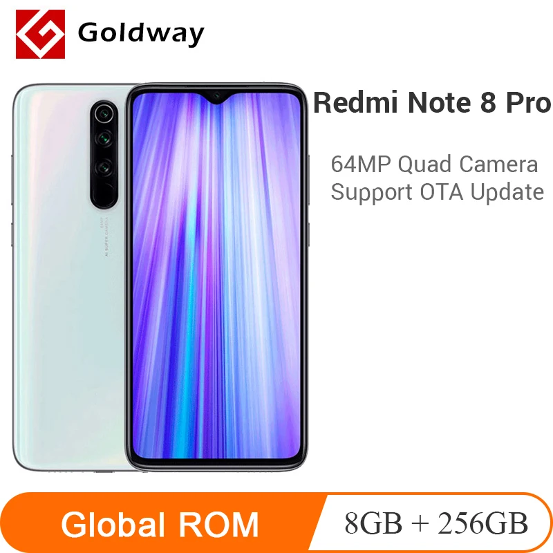 Мобильный телефон Xiaomi Redmi Note 8 Pro с глобальной прошивкой, 8 ГБ, 256 Гб ПЗУ, 64 мп, четырехъядерный процессор Helio G90T, четыре ядра, 6,53 дюйма, FHD+ экран, 4500 мАч