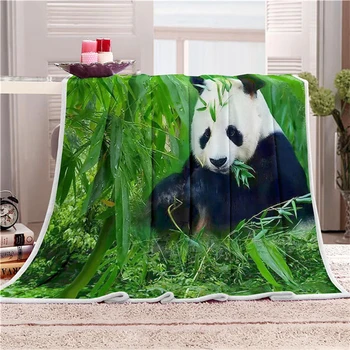

Sholisa Polyester Flannel Blanket ThicK Panda Knitted Spring/Autumn 3D Printed Quality Children for Home Travel Picnic
