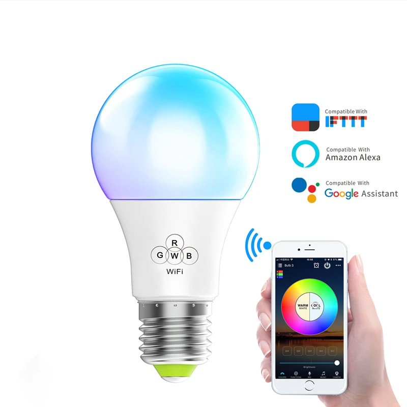 

led lamp smart house wifi smart bulb 4.5w Amazon alexa Google home intelligent voice bulb light E27 B22 screw