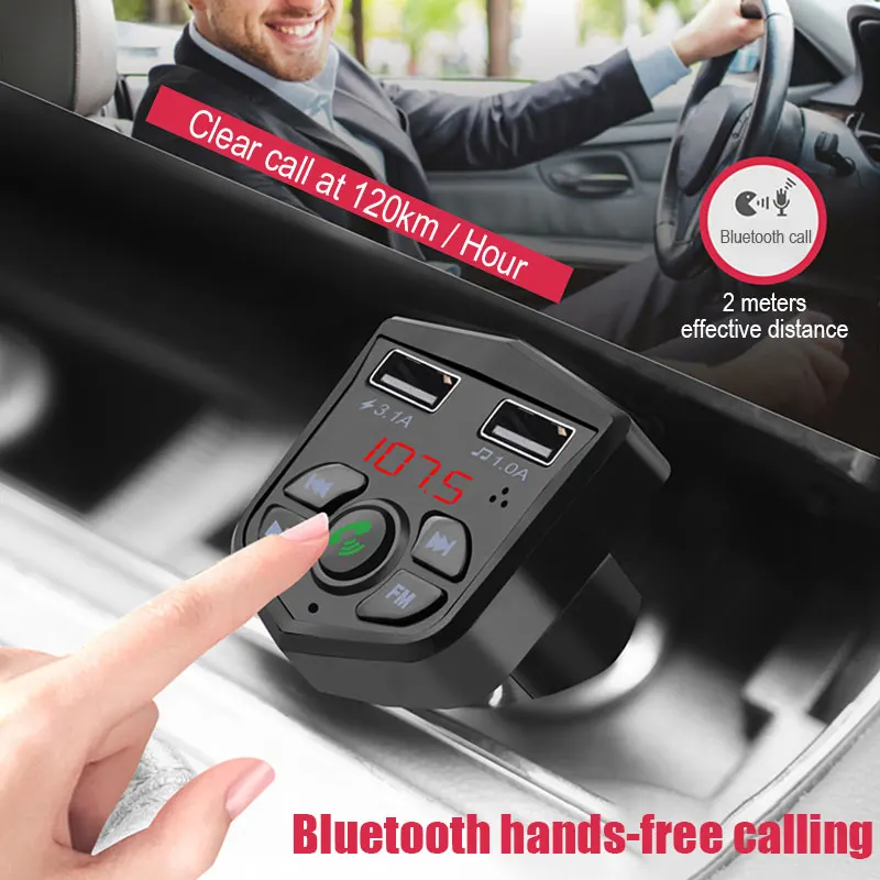 Bluetooth 5,0 автомобильный комплект беспроводной fm-передатчик громкой связи 3.1A Быстрая зарядка двойной USB зарядное устройство Автомобильный MP3-плеер Поддержка TF карты