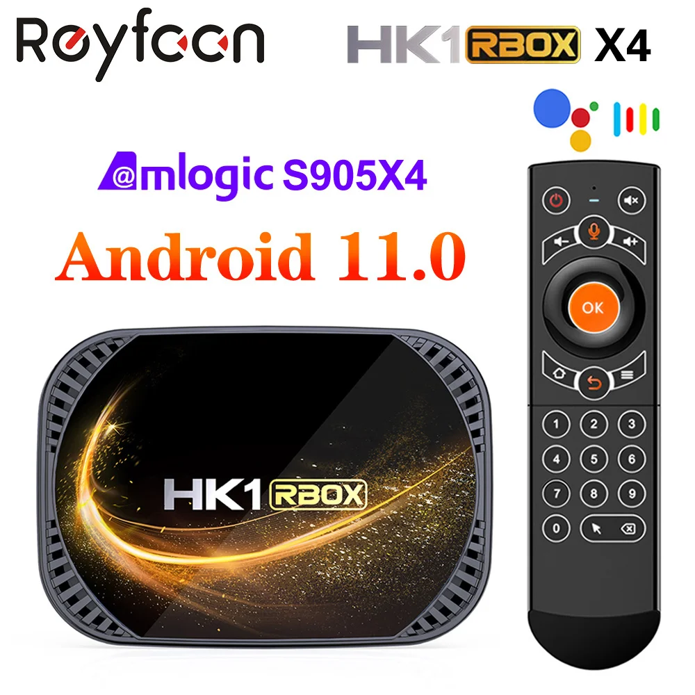 ТВ-приставка на Android 11 HK1 RBOX X4S Amlogic S905X4 поддержка AV1 Dual Wifi BT4.0 H.265 8K видео Google Play Youtube