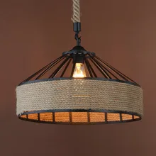 Plafonnier LED industriel rétro en fer et corde de chanvre, design créatif, luminaire décoratif de plafond, idéal pour un Restaurant, un Bar ou un café