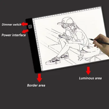 

A4 Graphics Tablet LED Digital Third Gear Dimming Drawing Table Pads Light Box Copy Board Electronic Painting Writing Tablet