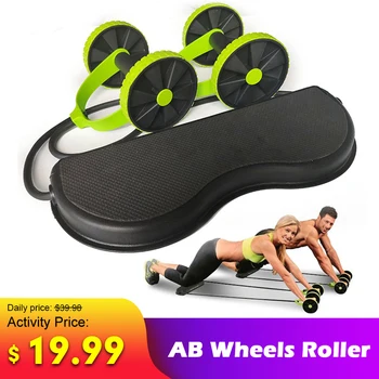 

AB Wheels Roller Stretch Elastic Abdominal Resistance Pull Rope Tool AB roller for Abdominal muscle trainer exercise