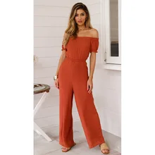 Aliexpress - 2021 Women’s Summer Short-Sleeved European And American Sexy Tight-fitting Casual Daily One-Shoulder Slim Off-Shoulder Jumpsuit